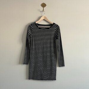 Wild Fable Black White Striped Ribbed Bodycon Mini Dress Long Sleeve Size S NWT